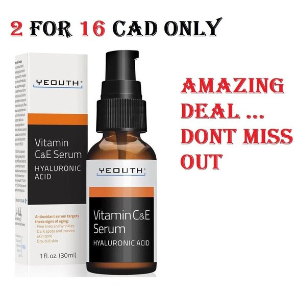 YEOUTH -  Vitamin C & E Serum with Hyaluronic Acid 1 fl oz (30 ml) - Set Of 2 - Picture 1 of 5